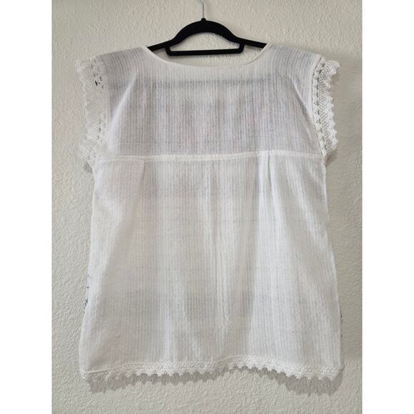 Handmade Mexican Embroidered Top – Size Large – Boho Festival Blouse - Picture 4 of 9